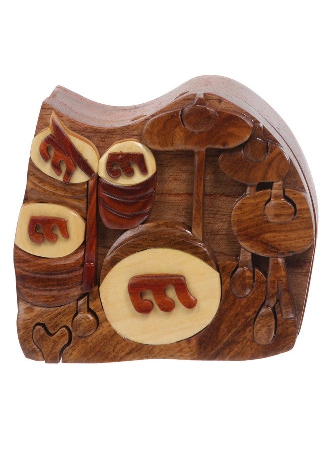 Beltiscool Handcrafted Wooden Musical Instrument Shape Secret Jewelry Puzzle Box - Drum Band - Image 1